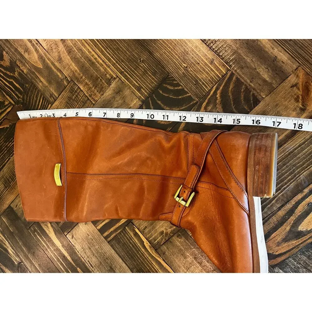 COACH MICHA CALF Women 8.5 CHESTNUT BROWN RIDING KNEE BOOTS LEATHER Preppy Fall
